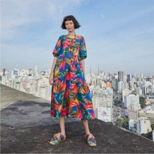 FARM Rio bananamix midi dress banana mix Medium NWOT!